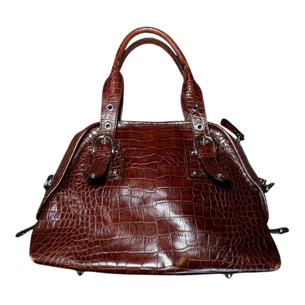 NORDSTROM Elegant Brown Crocodile-Embossed Leather Handbag